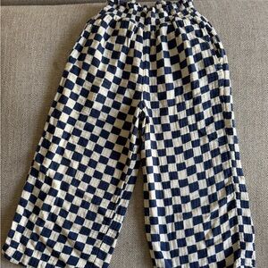 Hanna Andersson blue & white checkered linen pants